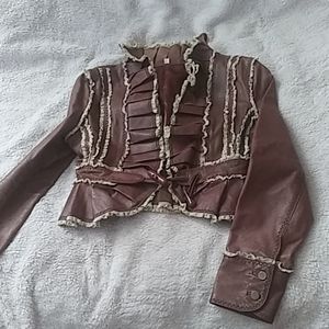 Victorian style croped leather jacket.